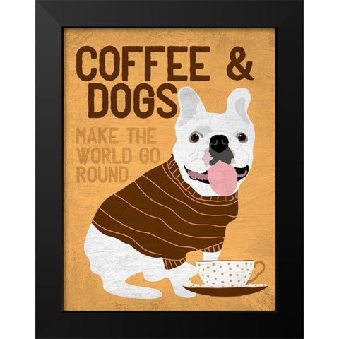 Coffee and Dogs French Bulldog Black Modern Wood Framed Art Print by Oliphant, Ginger