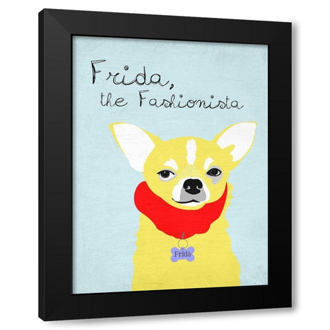 Frida the Fashionista Chihuahua Black Modern Wood Framed Art Print with Double Matting by Oliphant, Ginger