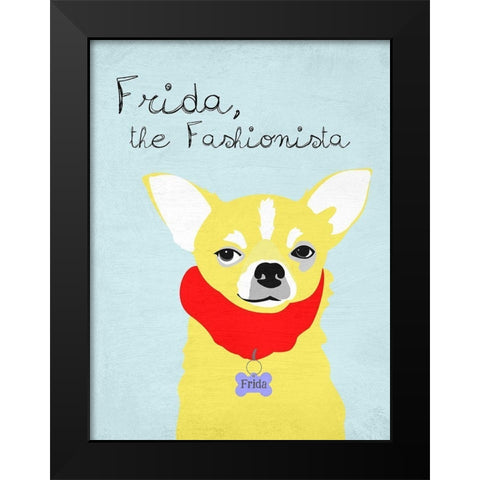 Frida the Fashionista Chihuahua Black Modern Wood Framed Art Print by Oliphant, Ginger
