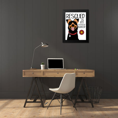 Rescued is my Favorite Breed Black Modern Wood Framed Art Print by Oliphant, Ginger