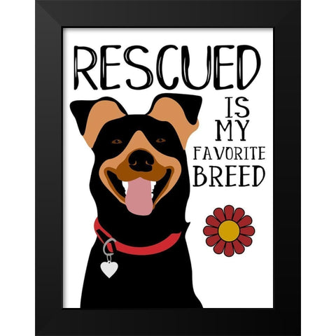 Rescued is my Favorite Breed Black Modern Wood Framed Art Print by Oliphant, Ginger