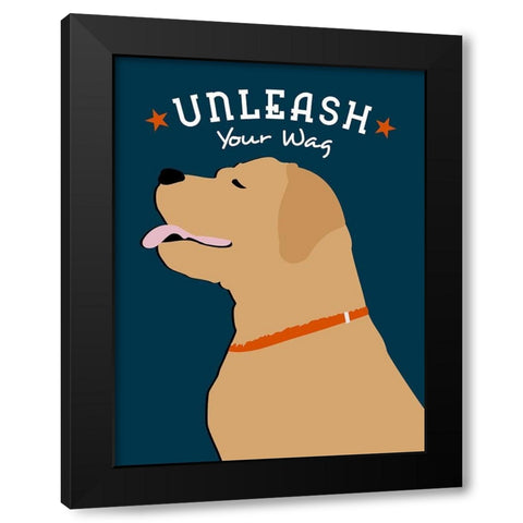Unleash Your Wag Black Modern Wood Framed Art Print by Oliphant, Ginger