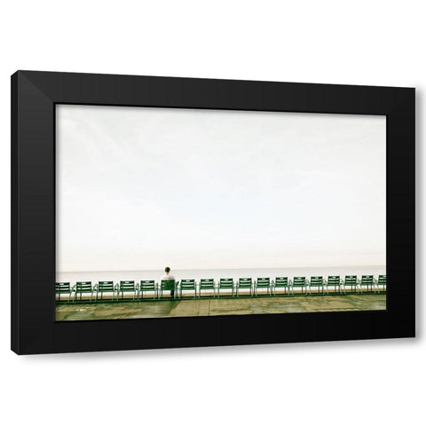 Beach Solitaire Black Modern Wood Framed Art Print by Okula, Carina