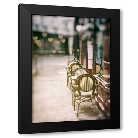 Cafe Chairs on Quiet Village Street Black Modern Wood Framed Art Print with Double Matting by Okula, Carina