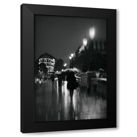 Paris in The Rain Black Modern Wood Framed Art Print with Double Matting by Okula, Carina