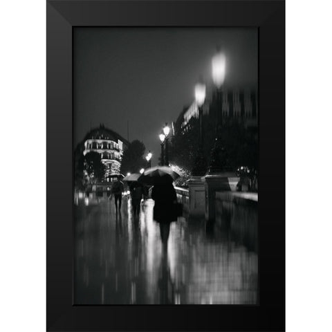 Paris in The Rain Black Modern Wood Framed Art Print by Okula, Carina