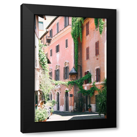 Pink Buildings in Rome Black Modern Wood Framed Art Print by Okula, Carina
