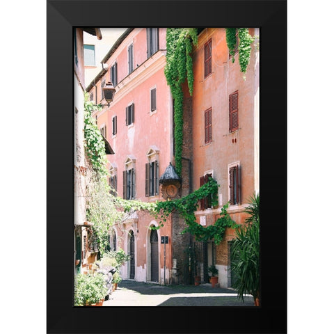 Pink Buildings in Rome Black Modern Wood Framed Art Print by Okula, Carina