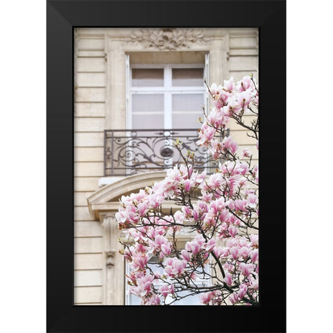 Spring Magnolias in Paris Black Modern Wood Framed Art Print by Okula, Carina