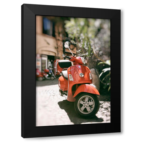 When in Rome Ride A Vespa Black Modern Wood Framed Art Print by Okula, Carina