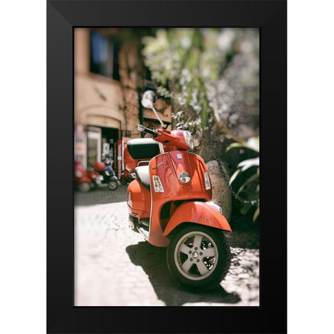 When in Rome Ride A Vespa Black Modern Wood Framed Art Print by Okula, Carina