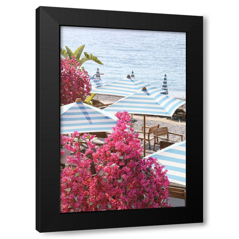 Pink White and Blue on The Riviera Black Modern Wood Framed Art Print by Okula, Carina