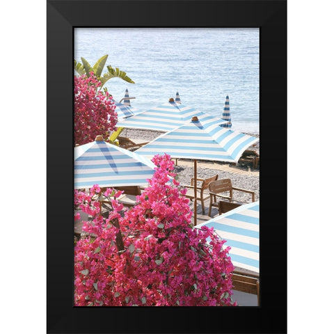 Pink White and Blue on The Riviera Black Modern Wood Framed Art Print by Okula, Carina