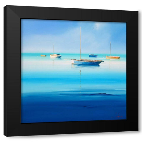 Blue Couta Black Modern Wood Framed Art Print with Double Matting by Penny, Craig Trewin