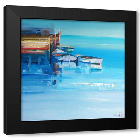 Port Fairy Moorings Black Modern Wood Framed Art Print with Double Matting by Penny, Craig Trewin