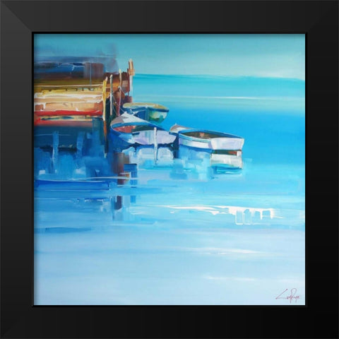 Port Fairy Moorings Black Modern Wood Framed Art Print by Penny, Craig Trewin