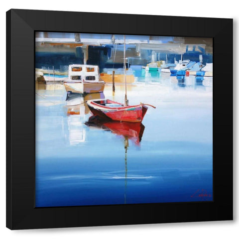 Mordialloc Moorings Black Modern Wood Framed Art Print by Penny, Craig Trewin
