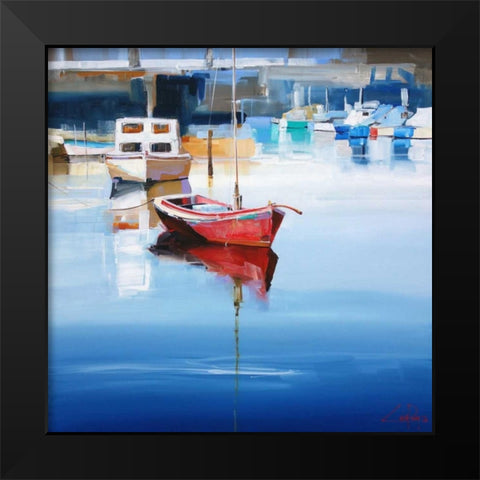 Mordialloc Moorings Black Modern Wood Framed Art Print by Penny, Craig Trewin