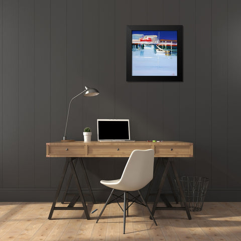 Port Fairy Moorings 2 Black Modern Wood Framed Art Print by Penny, Craig Trewin