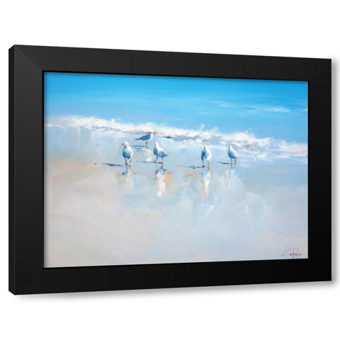 Sorrento Gulls Black Modern Wood Framed Art Print with Double Matting by Penny, Craig Trewin