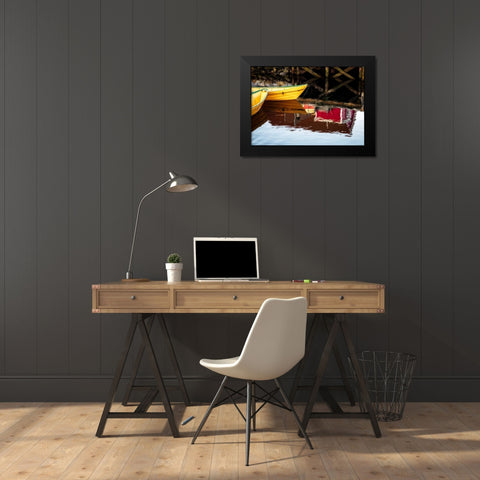 Dories and Reflection Black Modern Wood Framed Art Print by Pollard, David W.