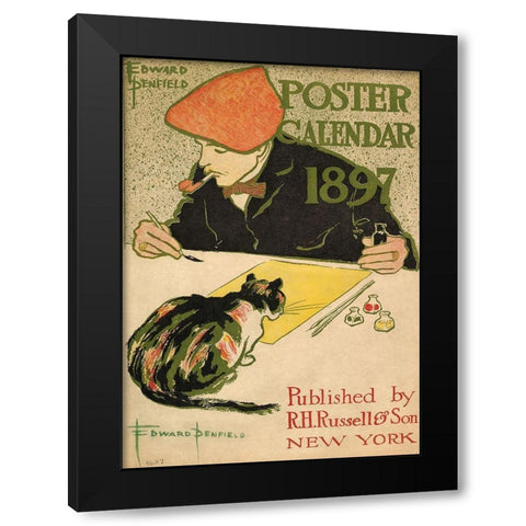 R.H. Russell and Son Calendar, 1897 Black Modern Wood Framed Art Print with Double Matting by Penfield, Edward