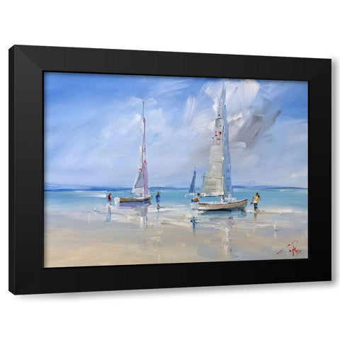 Aspendale Racers Black Modern Wood Framed Art Print by Penny, Craig Trewin