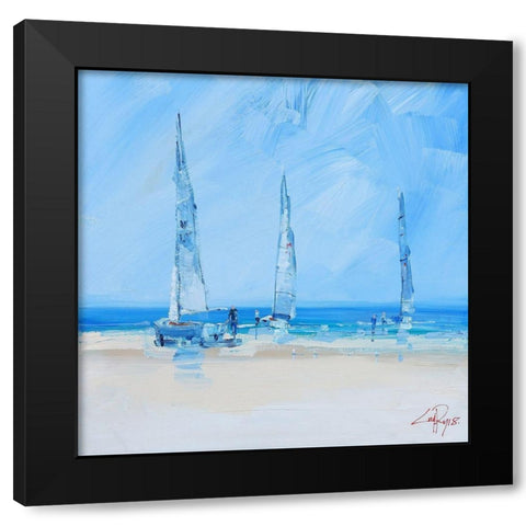 Aspendale Sails 2 Black Modern Wood Framed Art Print by Penny, Craig Trewin