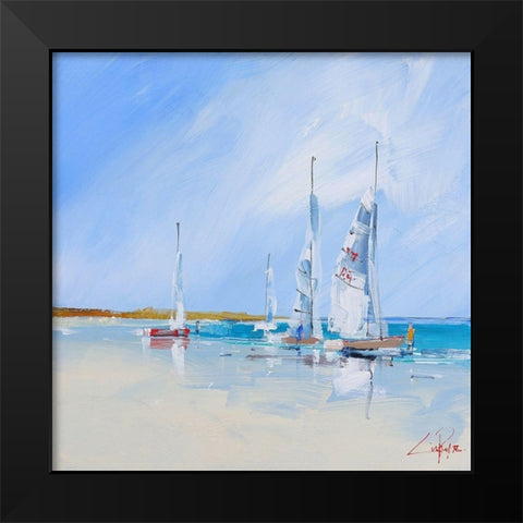 Aspendale Sails Black Modern Wood Framed Art Print by Penny, Craig Trewin