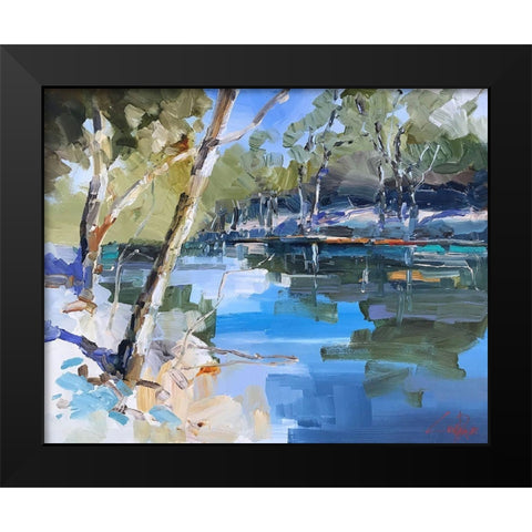 Bank on the Murray Black Modern Wood Framed Art Print by Penny, Craig Trewin
