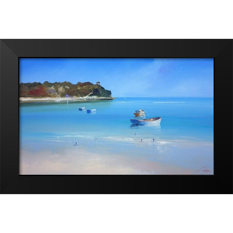 Low Tide Sorrento Black Modern Wood Framed Art Print by Penny, Craig Trewin