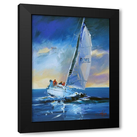 Night Sail Black Modern Wood Framed Art Print with Double Matting by Penny, Craig Trewin