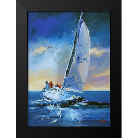 Night Sail Black Modern Wood Framed Art Print by Penny, Craig Trewin