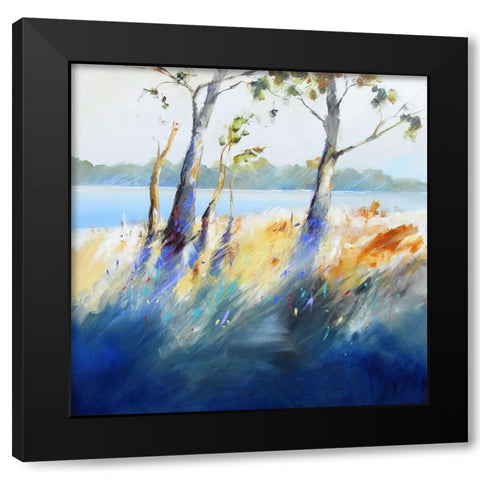 River Bank Shadows Black Modern Wood Framed Art Print by Penny, Craig Trewin
