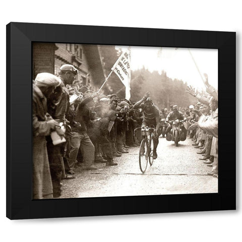 Bartali Wins Black Modern Wood Framed Art Print by E Sports Presse