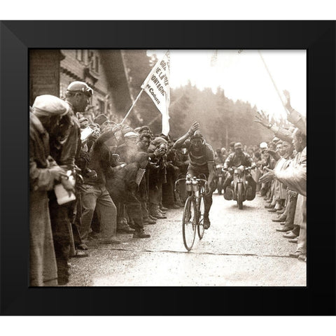 Bartali Wins Black Modern Wood Framed Art Print by E Sports Presse