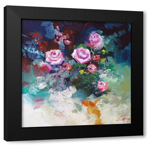 Roses Black Modern Wood Framed Art Print by Penny, Craig Trewin