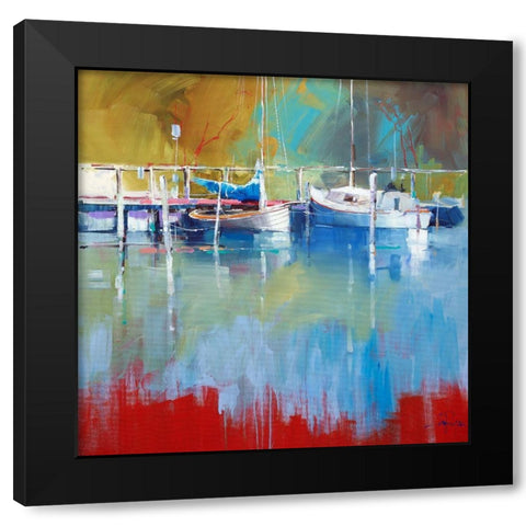 Masts at Metung Black Modern Wood Framed Art Print with Double Matting by Penny, Craig Trewin
