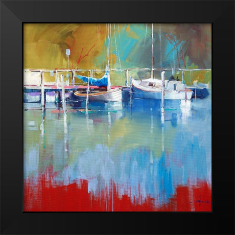 Masts at Metung Black Modern Wood Framed Art Print by Penny, Craig Trewin