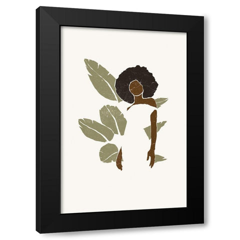 Boho Bird of Paradise Leaves I Black Modern Wood Framed Art Print by Pont, Yuyu