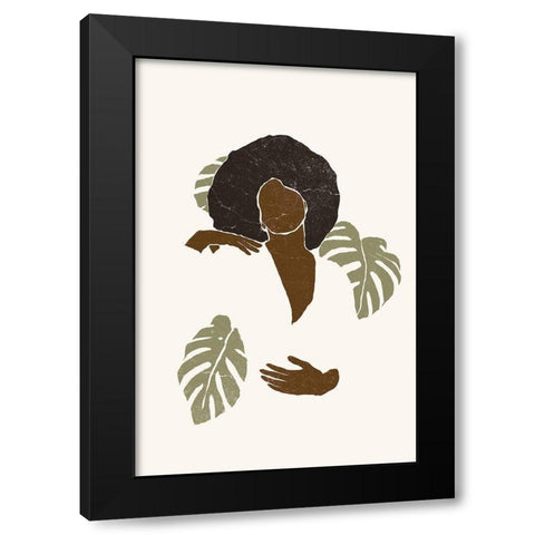 Boho Monstera Leaves II Black Modern Wood Framed Art Print by Pont, Yuyu