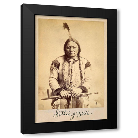 Sitting Bull - Lakota Sioux Tribe Chief-1884 Black Modern Wood Framed Art Print with Double Matting by Palmquist And Jurgens