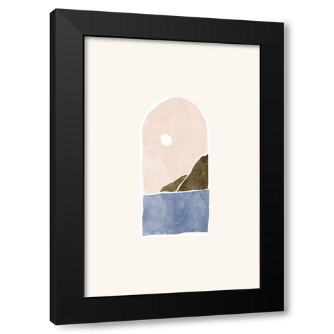 Tropical Window Landscape 01 Black Modern Wood Framed Art Print by Pont, Yuyu