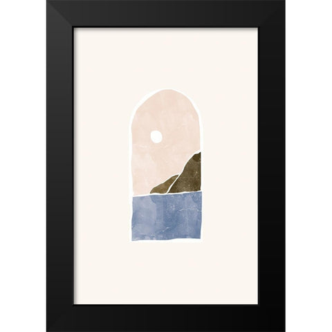 Tropical Window Landscape 01 Black Modern Wood Framed Art Print by Pont, Yuyu