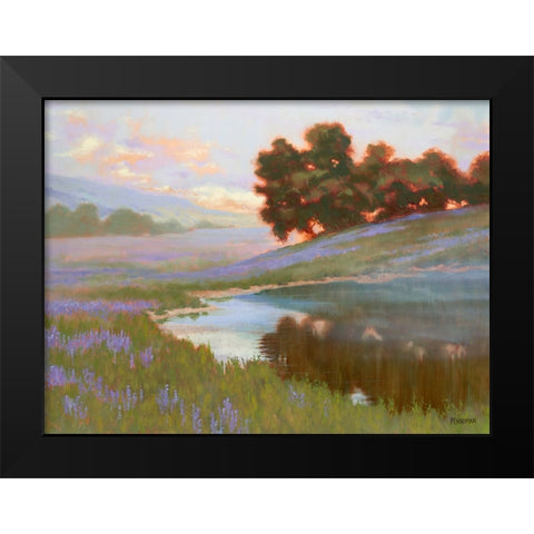 Pastel Lupin Black Modern Wood Framed Art Print by Penniman, Ed