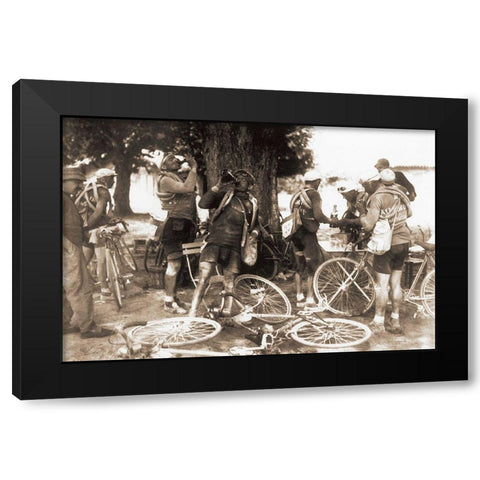 Drinkers Black Modern Wood Framed Art Print with Double Matting by E Sports Presse