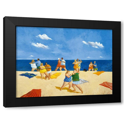 Tango Beach Black Modern Wood Framed Art Print with Double Matting by Paraskevas, Michael