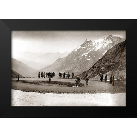 Snow on the Galibier, 1924 Black Modern Wood Framed Art Print by E Sports Presse