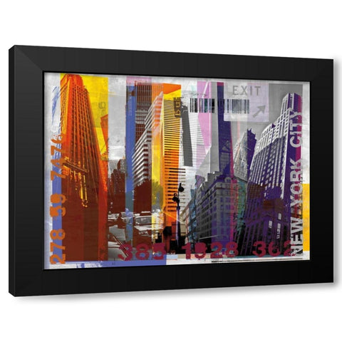New York Sky Urban Black Modern Wood Framed Art Print with Double Matting by Pfrommer, Sven