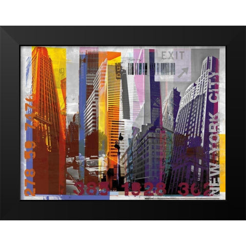 New York Sky Urban Black Modern Wood Framed Art Print by Pfrommer, Sven